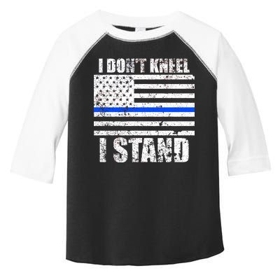 I Dont Kneel I Stand USA Blue Line Flag Toddler Fine Jersey T-Shirt