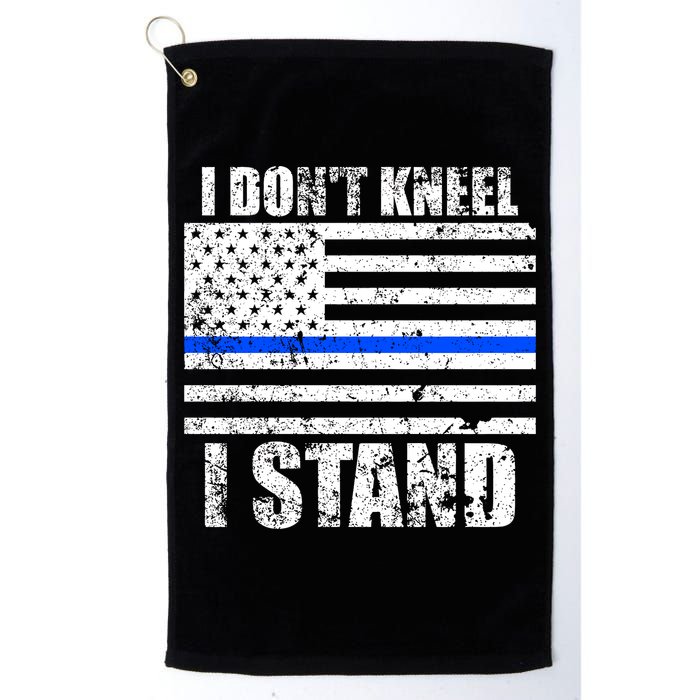 I Dont Kneel I Stand USA Blue Line Flag Golf Towel