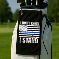 I Dont Kneel I Stand USA Blue Line Flag Golf Towel