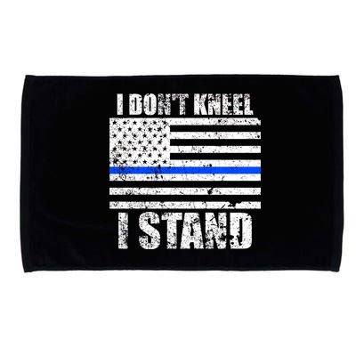 I Dont Kneel I Stand USA Blue Line Flag Microfiber Hand Towel