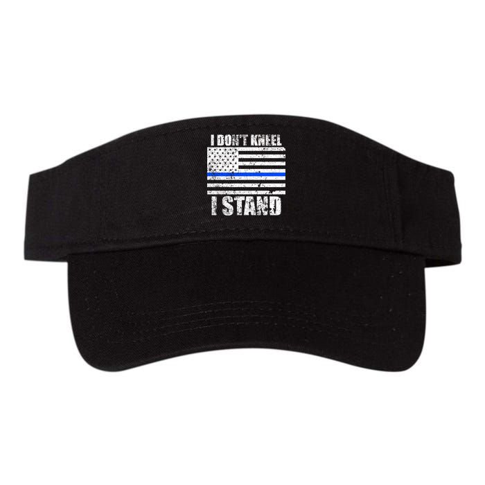 I Dont Kneel I Stand USA Blue Line Flag Valucap Bio-Washed Visor