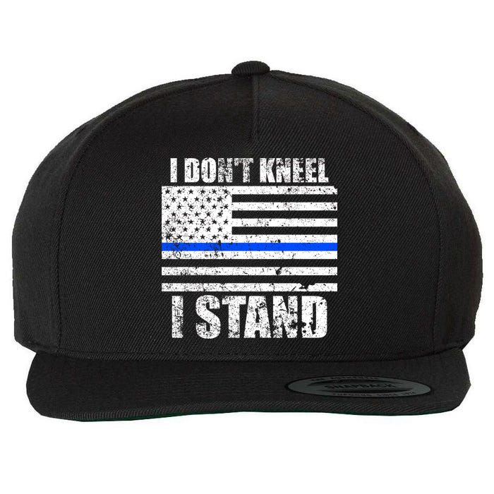 I Dont Kneel I Stand USA Blue Line Flag Wool Snapback Cap