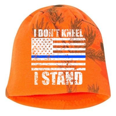 I Dont Kneel I Stand USA Blue Line Flag Kati - Camo Knit Beanie