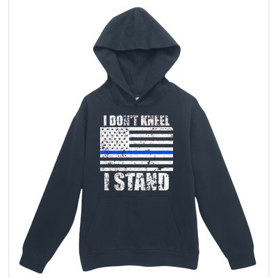 I Dont Kneel I Stand USA Blue Line Flag Urban Pullover Hoodie