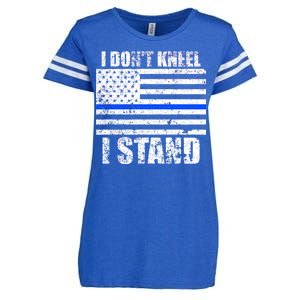 I Dont Kneel I Stand USA Blue Line Flag Enza Ladies Jersey Football T-Shirt