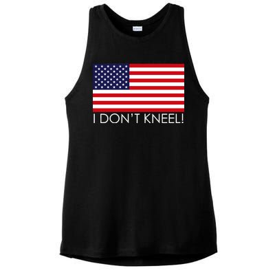 I Don't Kneel USA Flag Ladies PosiCharge Tri-Blend Wicking Tank