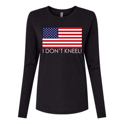 I Don't Kneel USA Flag Womens Cotton Relaxed Long Sleeve T-Shirt