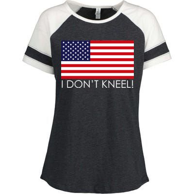 I Don't Kneel USA Flag Enza Ladies Jersey Colorblock Tee