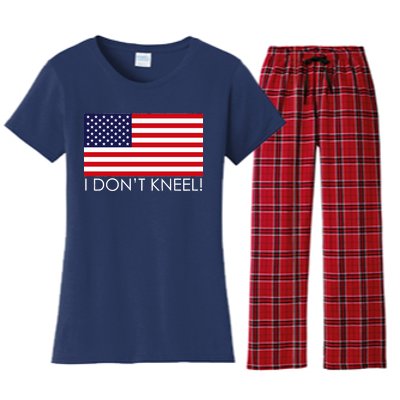 I Don't Kneel USA Flag Women's Flannel Pajama Set