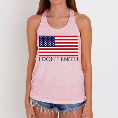 I Don't Kneel USA Flag Women's Knotted Racerback Tank