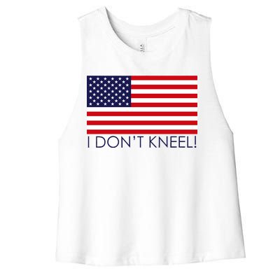 I Don't Kneel USA Flag Women's Racerback Cropped Tank