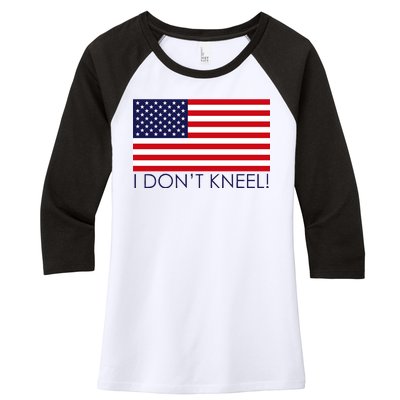 I Don't Kneel USA Flag Women's Tri-Blend 3/4-Sleeve Raglan Shirt