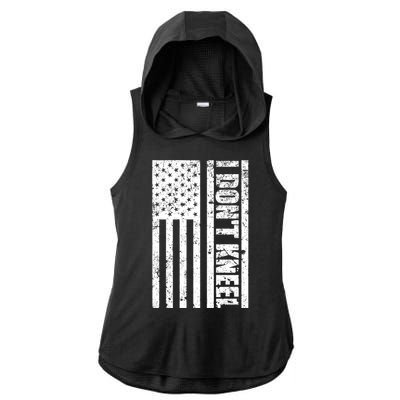 I Dont Kneel Vintage USA Flag Ladies PosiCharge Tri-Blend Wicking Draft Hoodie Tank