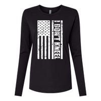 I Dont Kneel Vintage USA Flag Womens Cotton Relaxed Long Sleeve T-Shirt