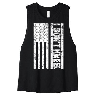 I Dont Kneel Vintage USA Flag Women's Racerback Cropped Tank