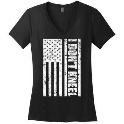 I Dont Kneel Vintage USA Flag Women's V-Neck T-Shirt