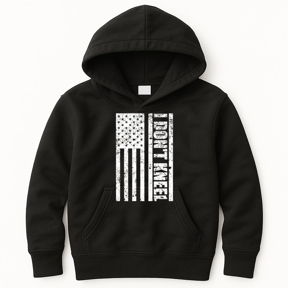 I Dont Kneel Vintage USA Flag Kids Hoodie