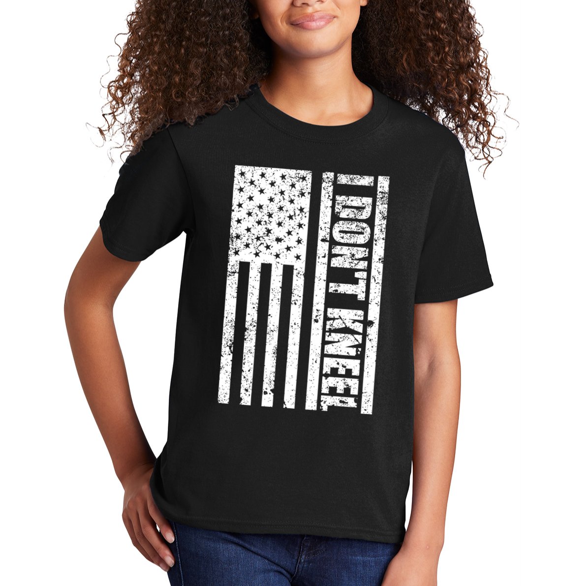 I Dont Kneel Vintage USA Flag Kids T-Shirt