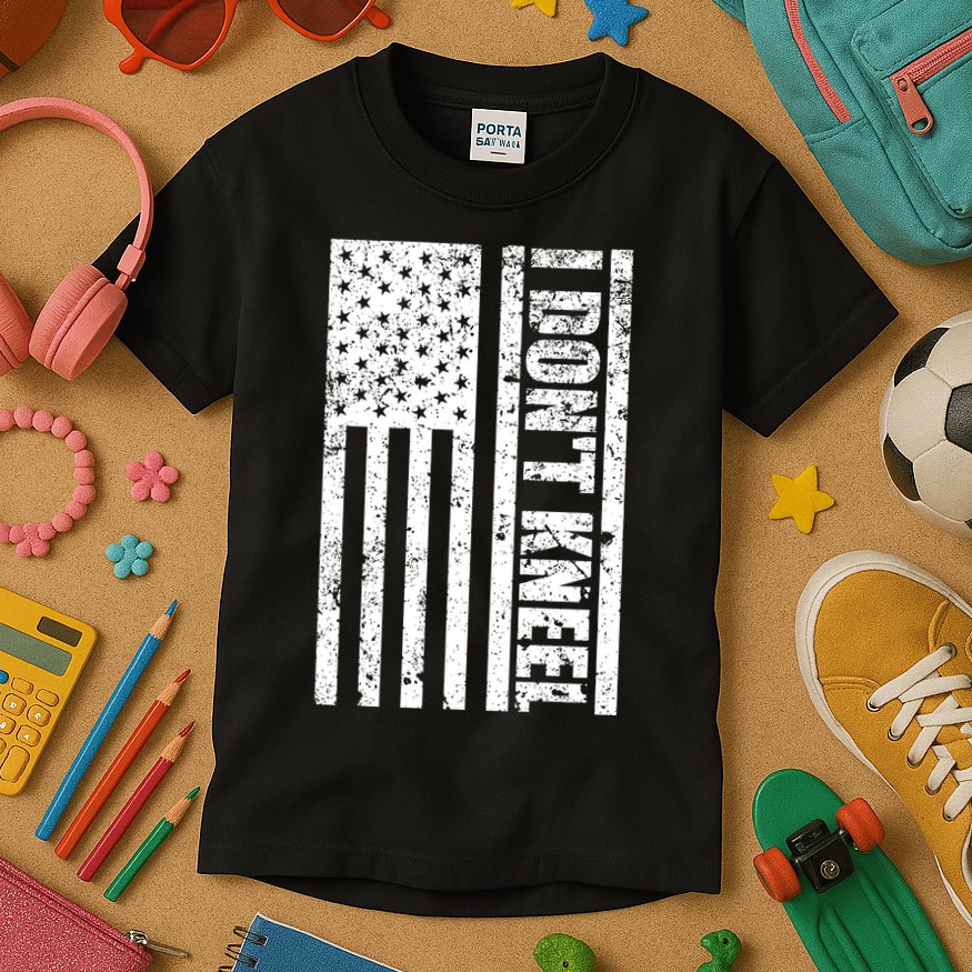 I Dont Kneel Vintage USA Flag Kids T-Shirt