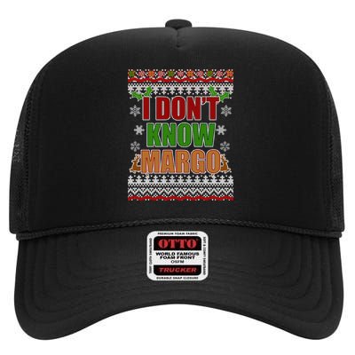 I Don't Know Margo Ugly Christmas High Crown Mesh Back Trucker Hat