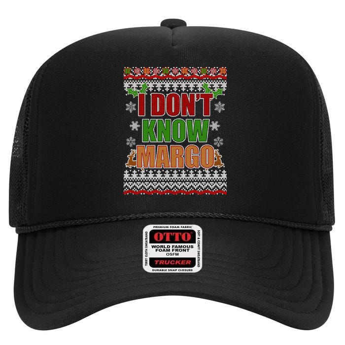 I Don't Know Margo Ugly Christmas High Crown Mesh Back Trucker Hat