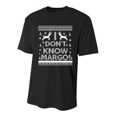 I Don't Know Margo Ugly Christmas Sweater Funny Youth Performance Sprint T-Shirt