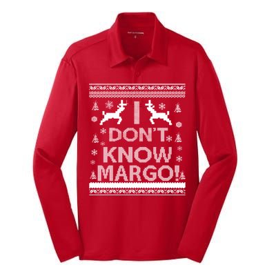 I Don't Know Margo Ugly Christmas Sweater Funny Silk Touch Performance Long Sleeve Polo