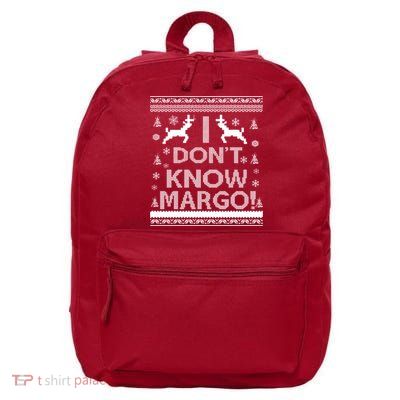 I Don't Know Margo Ugly Christmas Sweater Funny 16 in Basic Backpack