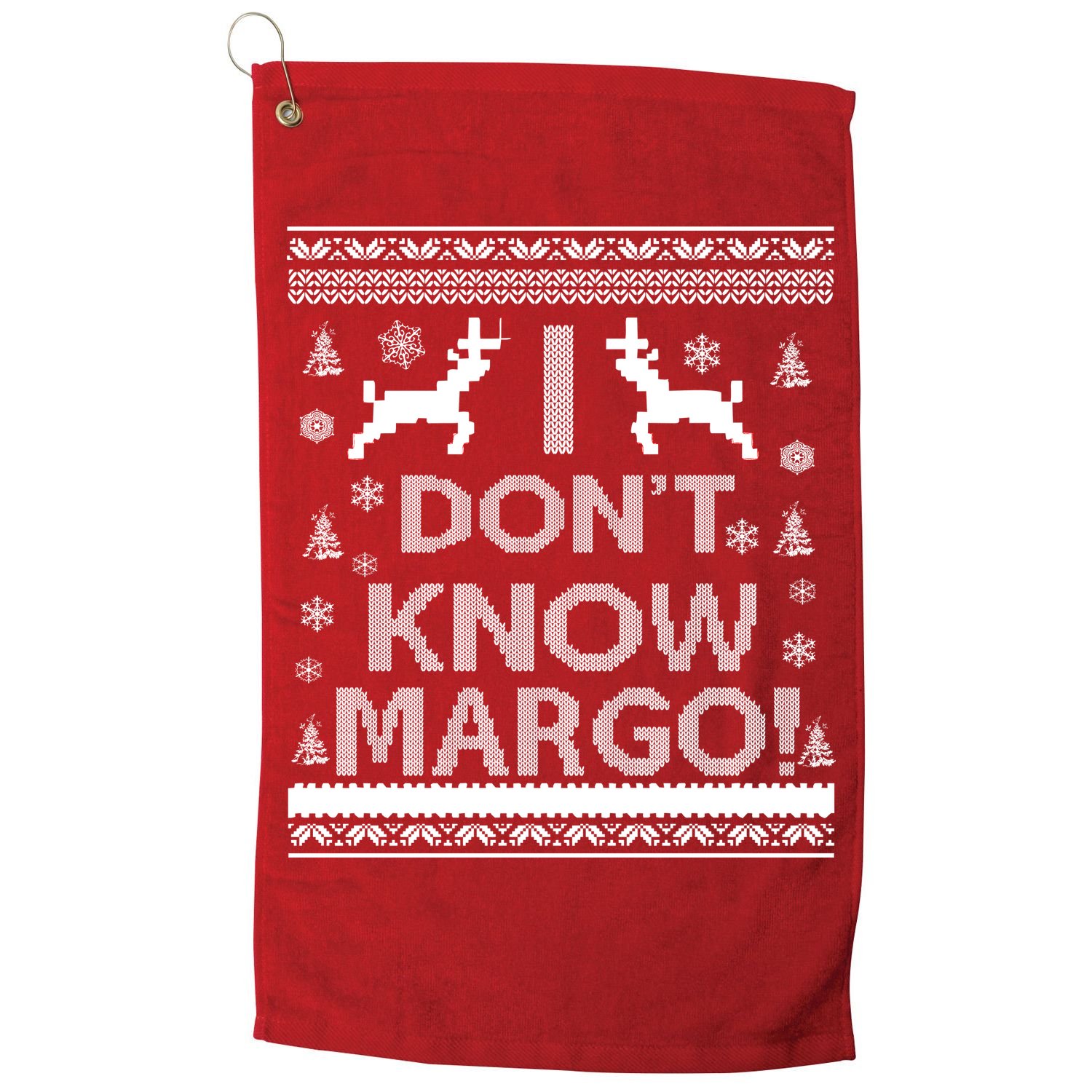 I Don't Know Margo Ugly Christmas Sweater Funny Golf Towel