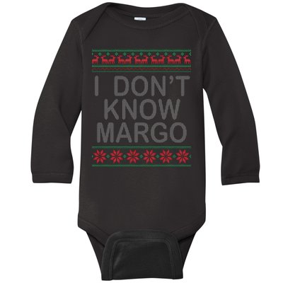 I Don't Know Margo Ugly Matching Christmas Baby Long Sleeve Bodysuit