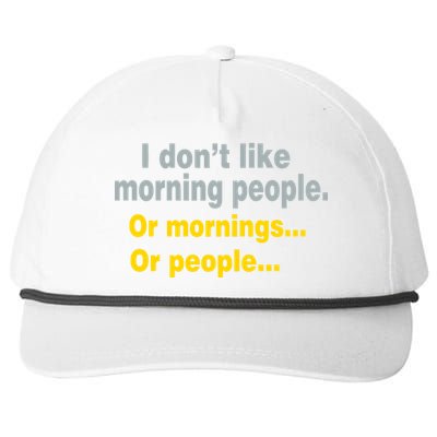 I Don't Like Morning People Snapback Five-Panel Rope Hat