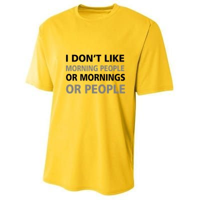 I Don't Like Mornings Or People Youth Performance Sprint T-Shirt
