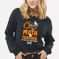 I Don't Need A Costume I'm A Math Teacher Cropped Pullover Crew