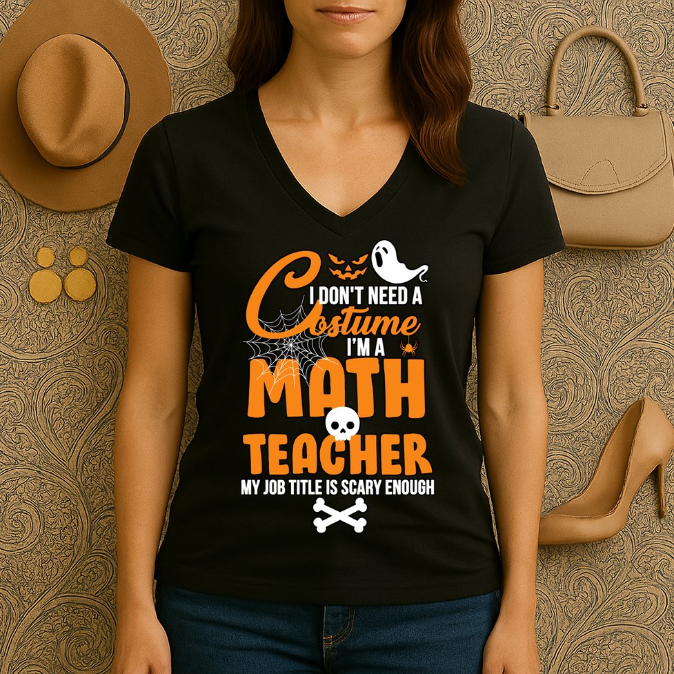 I Don't Need A Costume I'm A Math Teacher Women's V-Neck T-Shirt