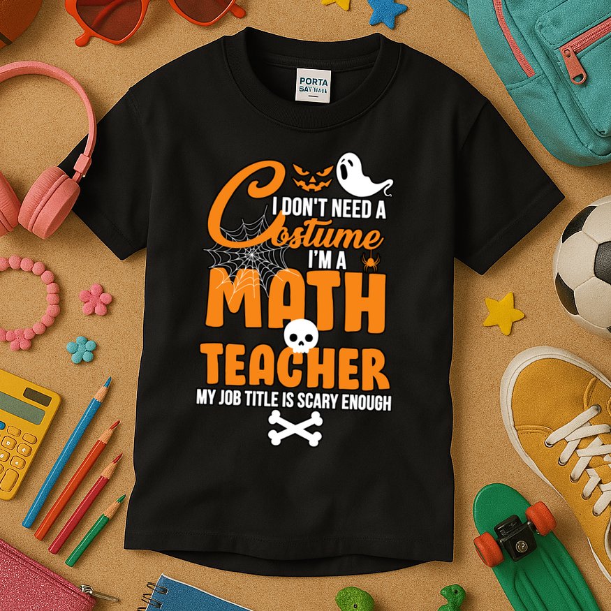 I Don't Need A Costume I'm A Math Teacher Kids T-Shirt