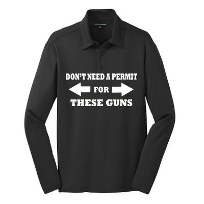 I don't Need A Permit For These Guns Silk Touch Performance Long Sleeve Polo