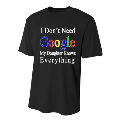 I Don't Need Google My Daughter Knows Everything Youth Performance Sprint T-Shirt