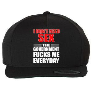 I Don't Need Sex The Government Fucks Me Everyday Wool Snapback Cap