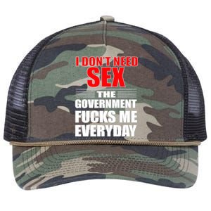 I Don't Need Sex The Government Fucks Me Everyday Retro Rope Trucker Hat Cap