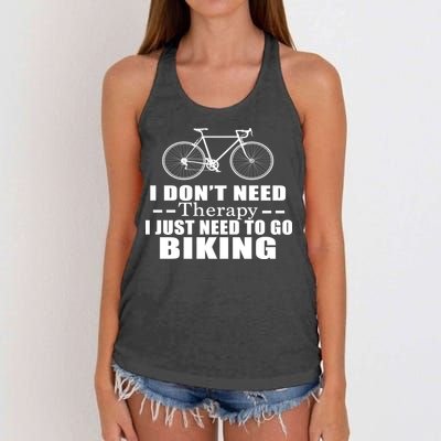 I Don't Need Therapy I Just Need To Go Biking Women's Knotted Racerback Tank