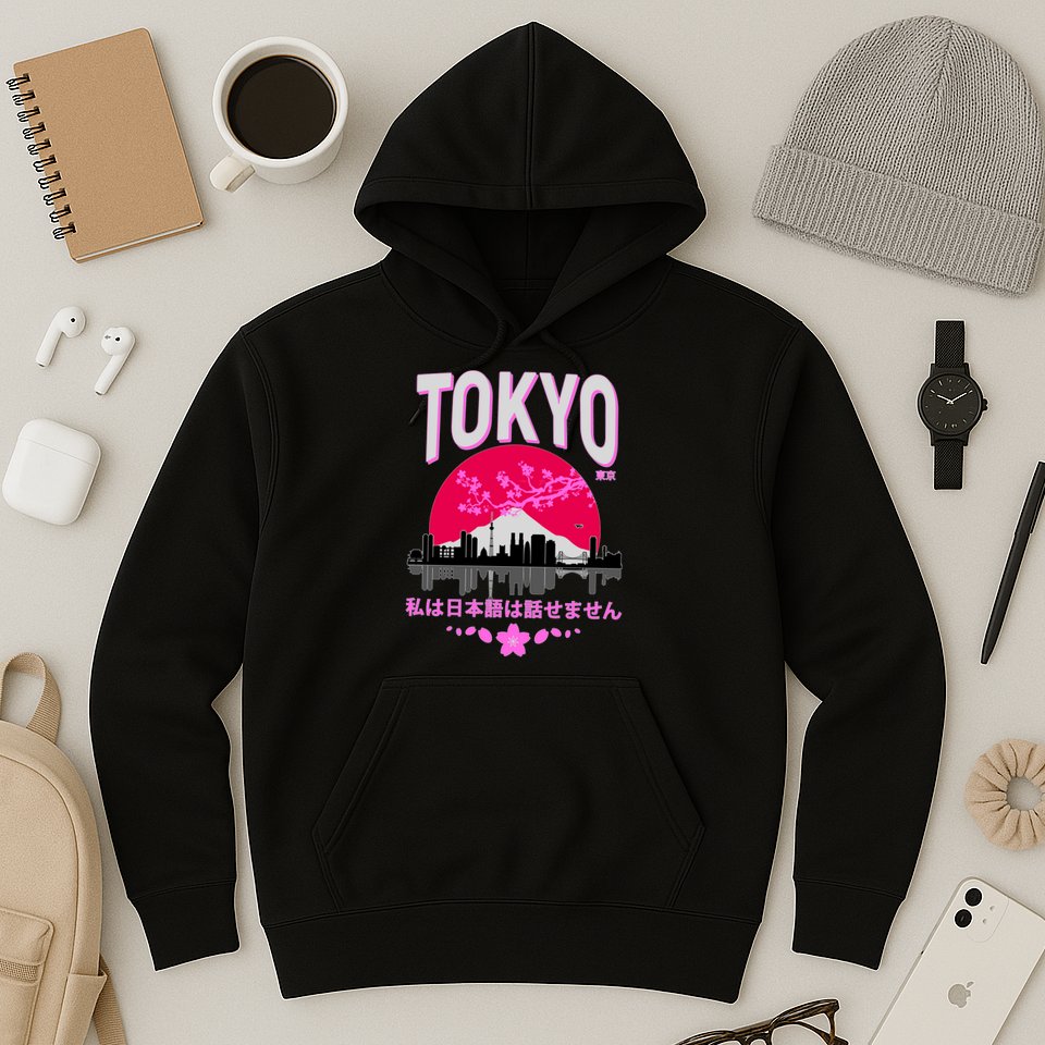 I Don't Speak Japanese Tokyo Skyline Hoodie