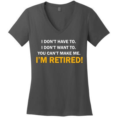 I Don't Want To I'm Retired Women's V-Neck T-Shirt