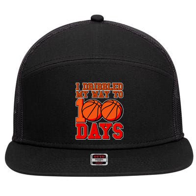 I Dribbled My Way To 100 Days Basketball 7 Panel Mesh Trucker Snapback Hat