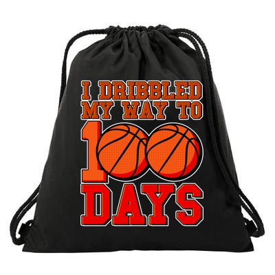 I Dribbled My Way To 100 Days Basketball Drawstring Bag