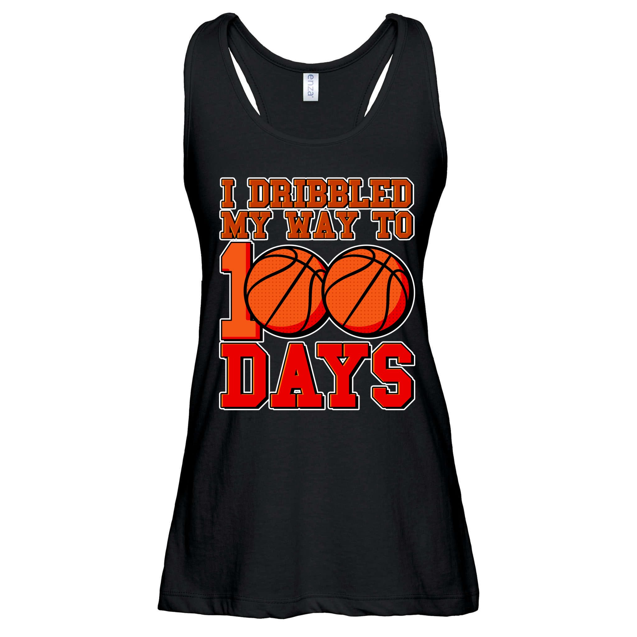I Dribbled My Way To 100 Days Basketball Ladies Essential Flowy Tank