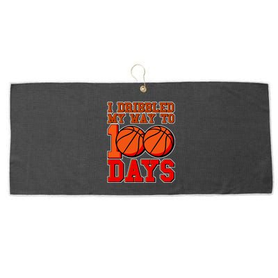 I Dribbled My Way To 100 Days Basketball Large Microfiber Waffle Golf Towel