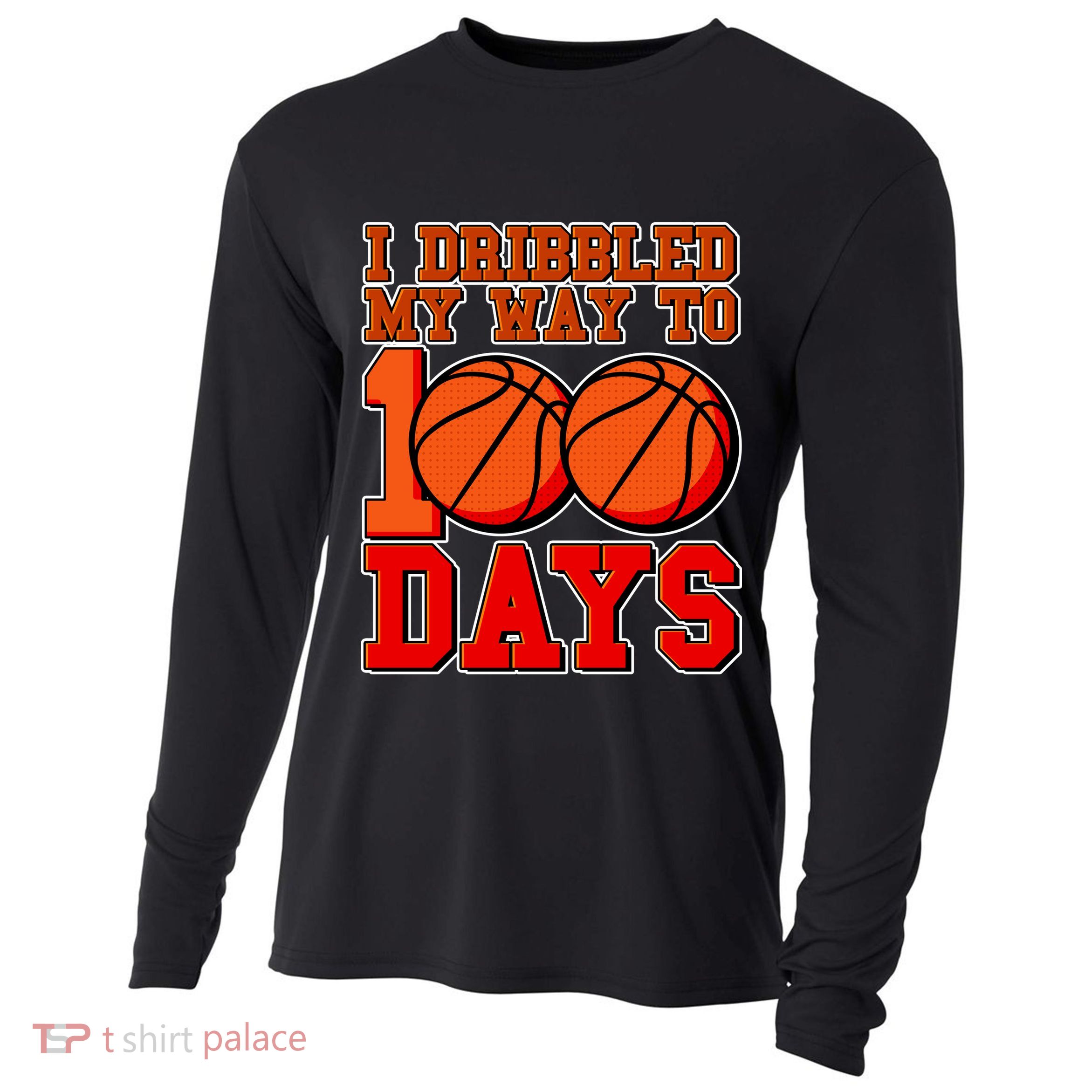 I Dribbled My Way To 100 Days Basketball Cooling Performance Long Sleeve Crew