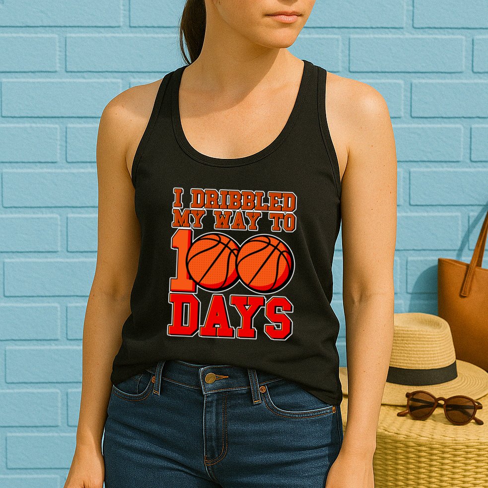 I Dribbled My Way To 100 Days Basketball Womens Tank Top