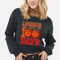 I Dribbled My Way To 100 Days Basketball Cropped Pullover Crew