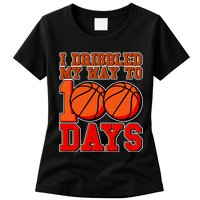 I Dribbled My Way To 100 Days Basketball Womens T-Shirt